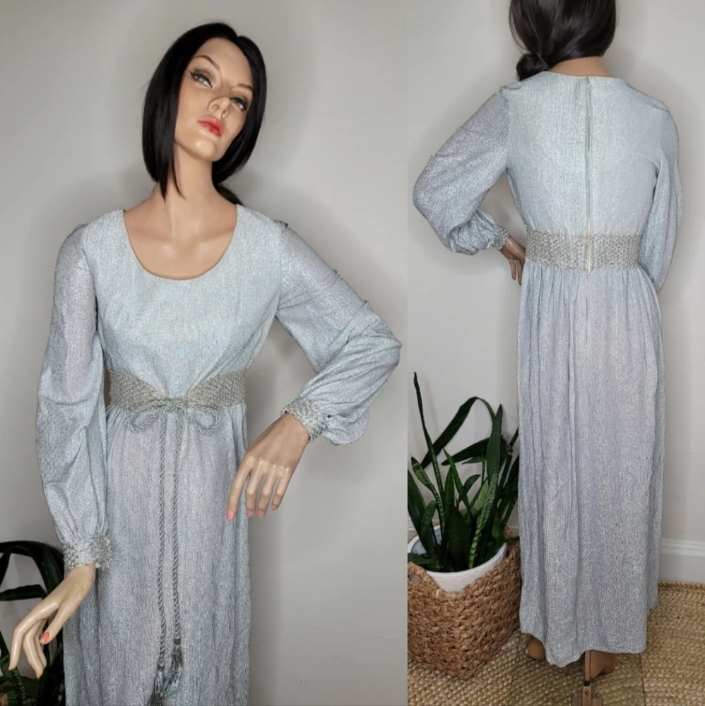 VTG 70s Metallic Silver Lurex Dress